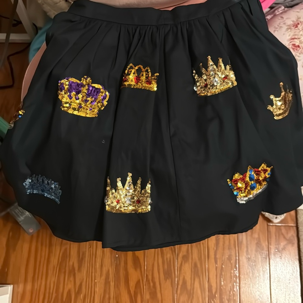 Queen of Sparkles crown embellished mini skirt with built in shorts size XS